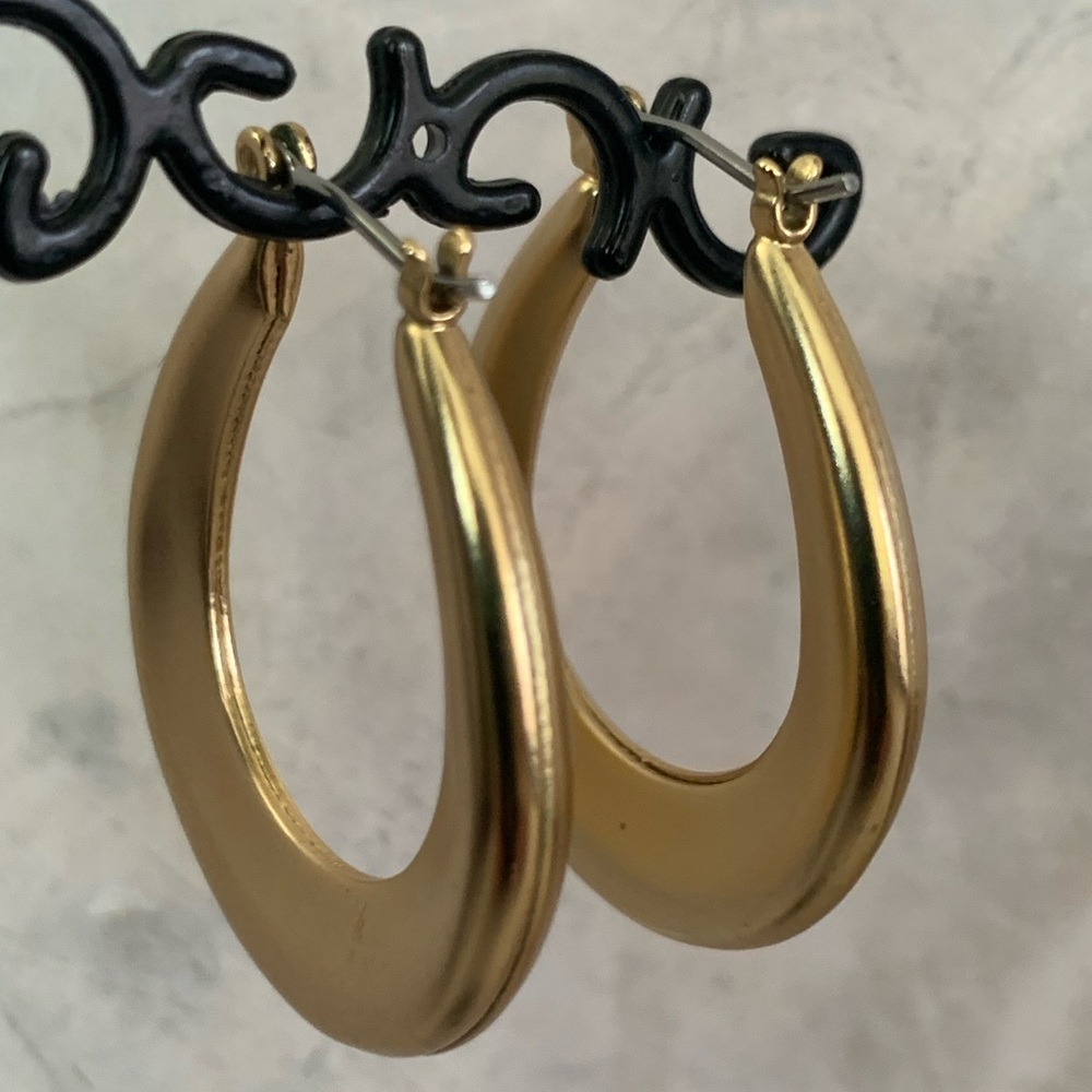 Matte Gold Stirrup Hoop Earrings